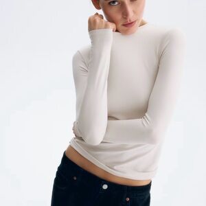 H&M Cream Long Microfiber Top